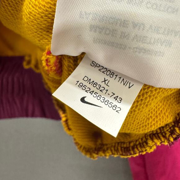 Nike Sweatshirt Womens XL Oversized Pullover Terry Nylon Mix Gold Pink Maroon - Picture 8 of 9